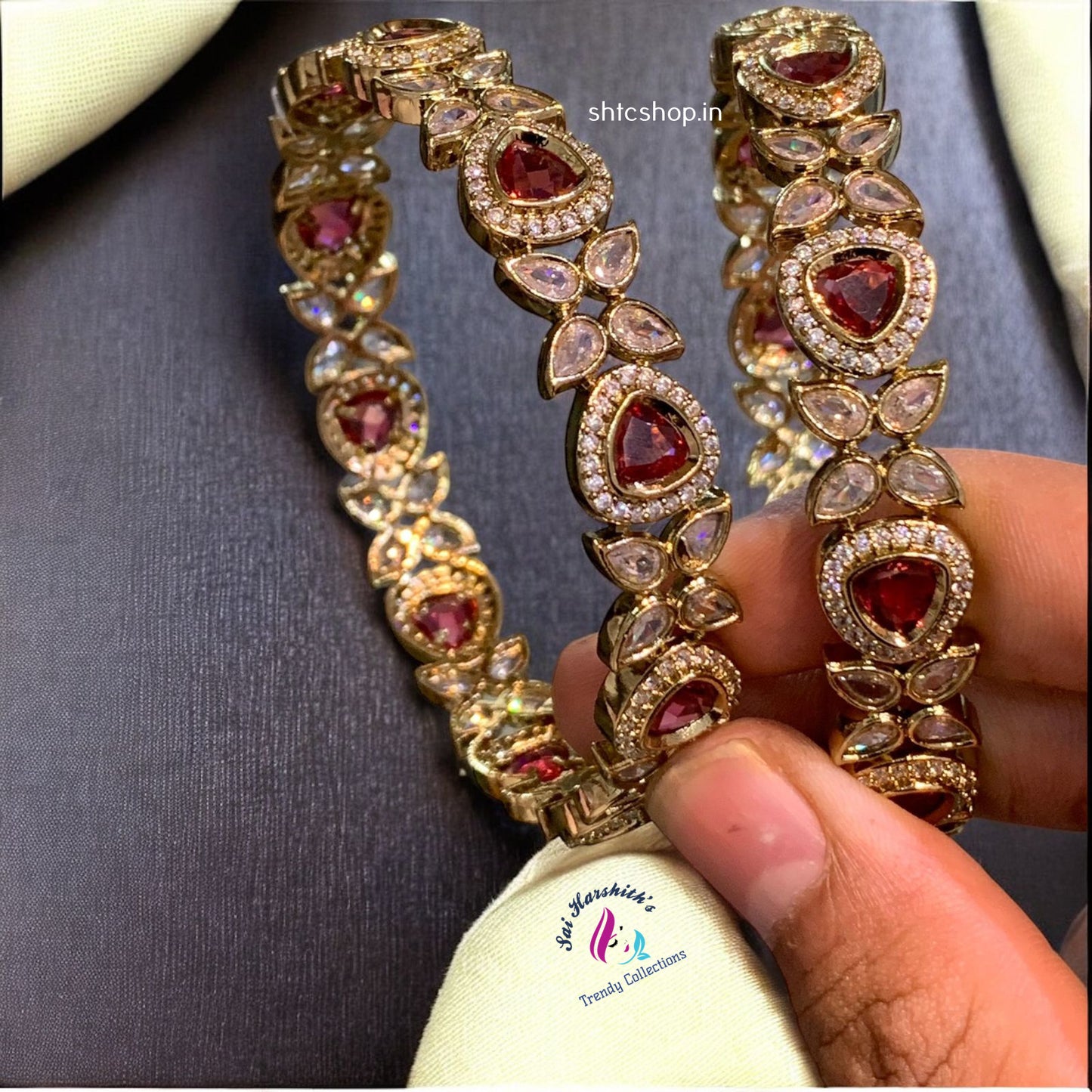 Gold Look alike Victorian Bangles - SHTC1023 - Sai Harshith's Trendy Collections