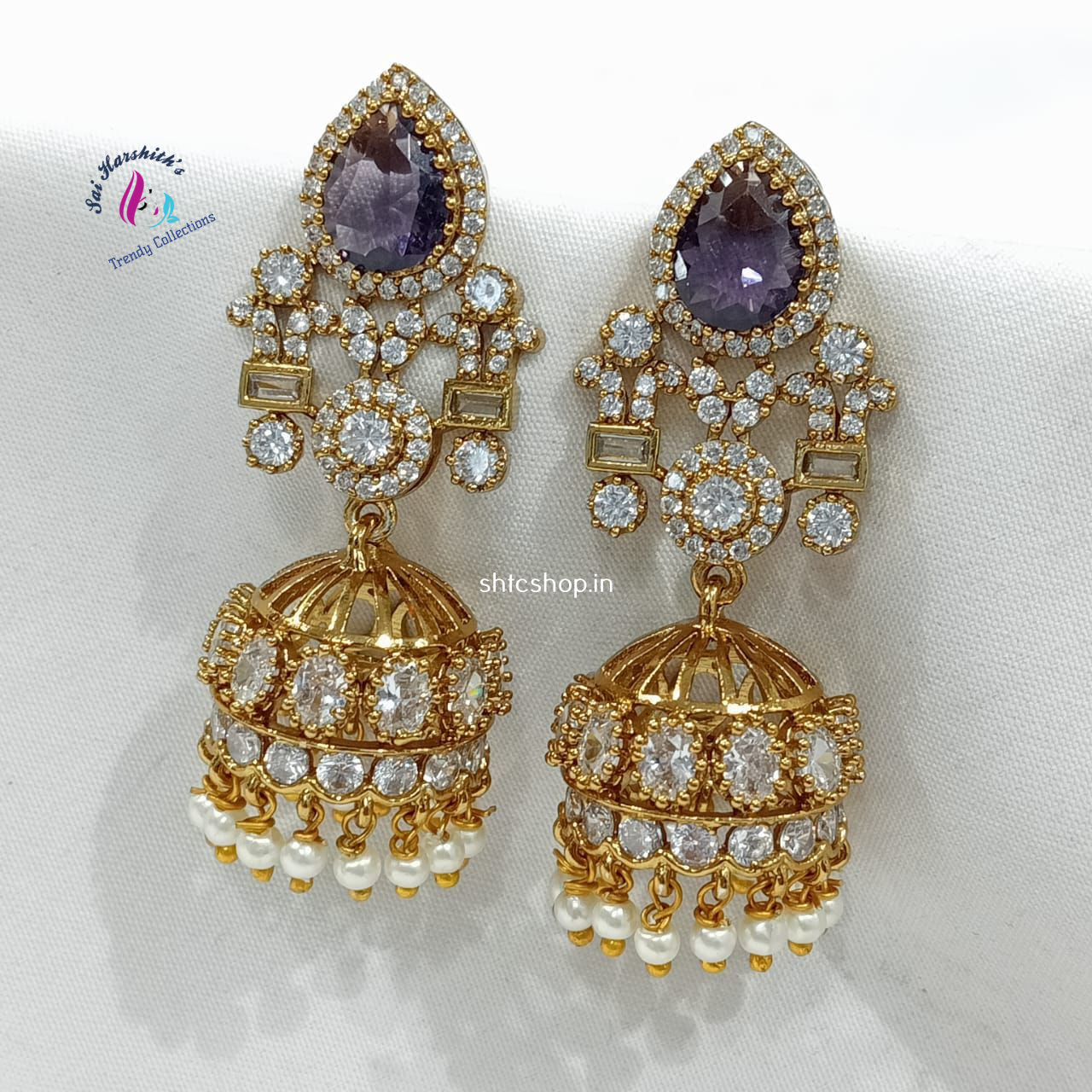 Victorian Finish Moissanite Statement Jumkas - SHTC1044 - Sai Harshith's Trendy Collections