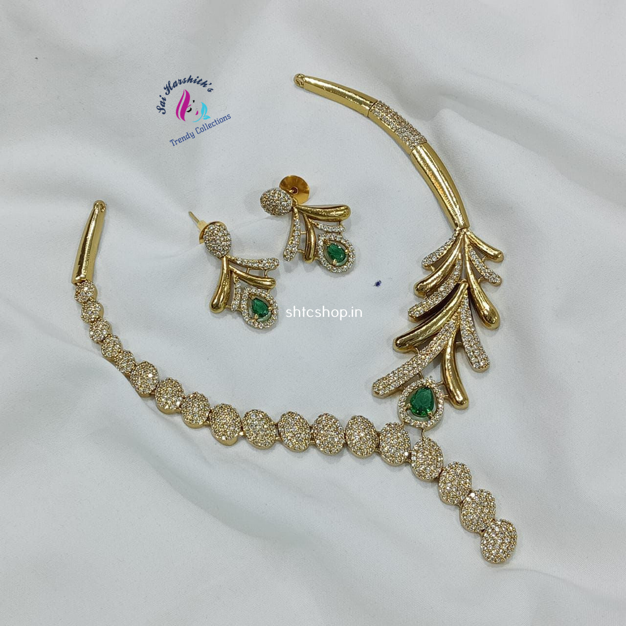Matte Finish AD Stone Necklace - SHTC1048