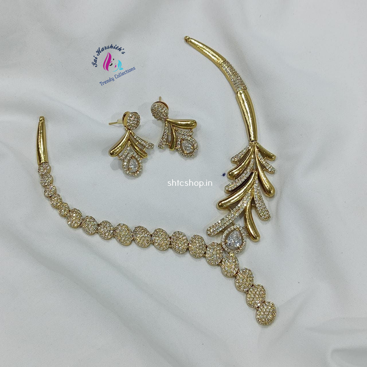 Matte Finish AD Stone Necklace - SHTC1048