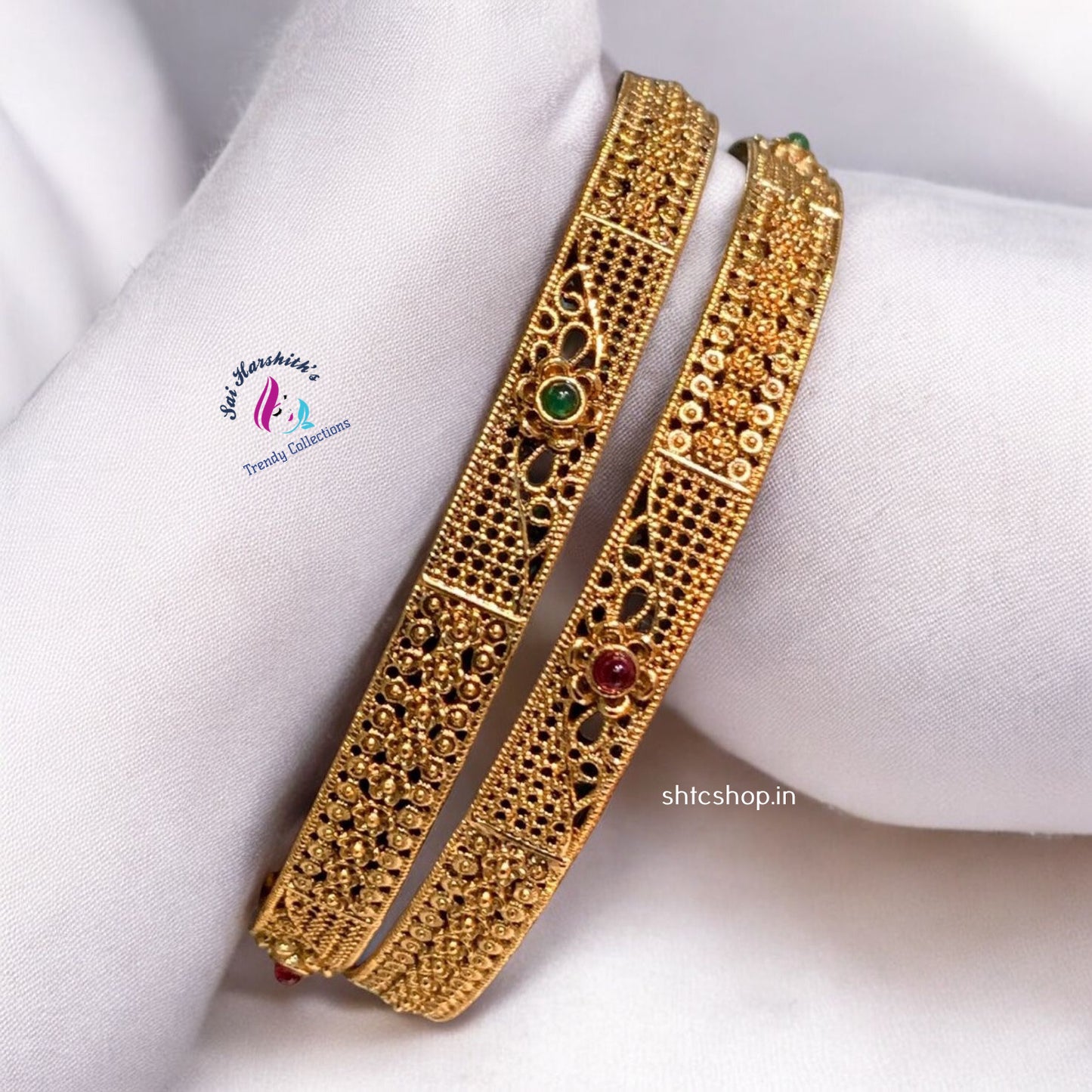 Matte Finish Kempu Stone Bangles - SHTC1053 - Sai Harshith's Trendy Collections