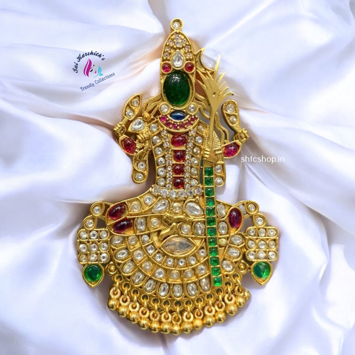 Trending Kamatchi Amman (White) with Kempu and Kundhan stone - SHTC1061 - Sai Harshith's Trendy Collections