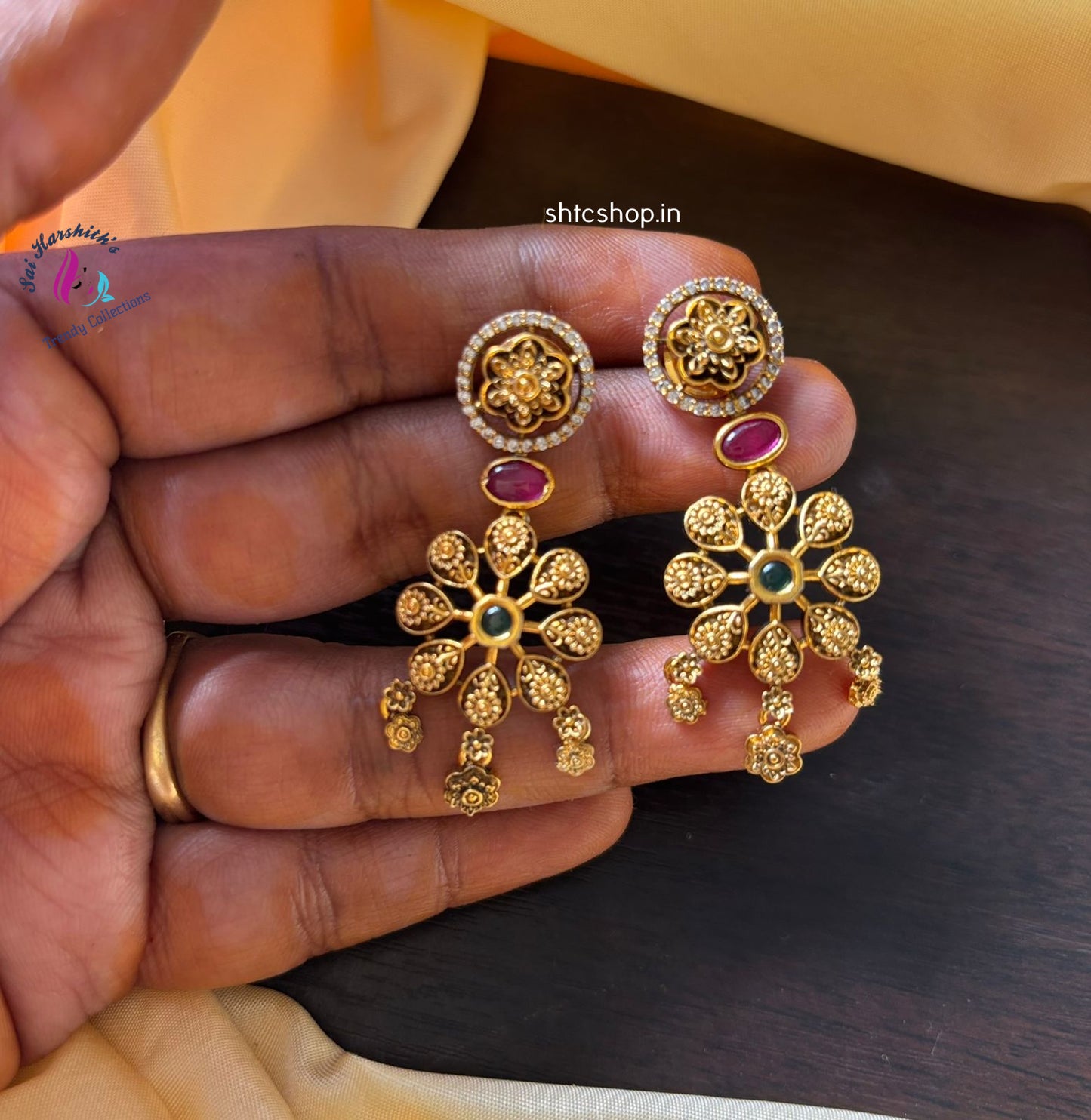 Matte Finish Kempu Earrings - SHTC1069 - Sai Harshith's Trendy Collections