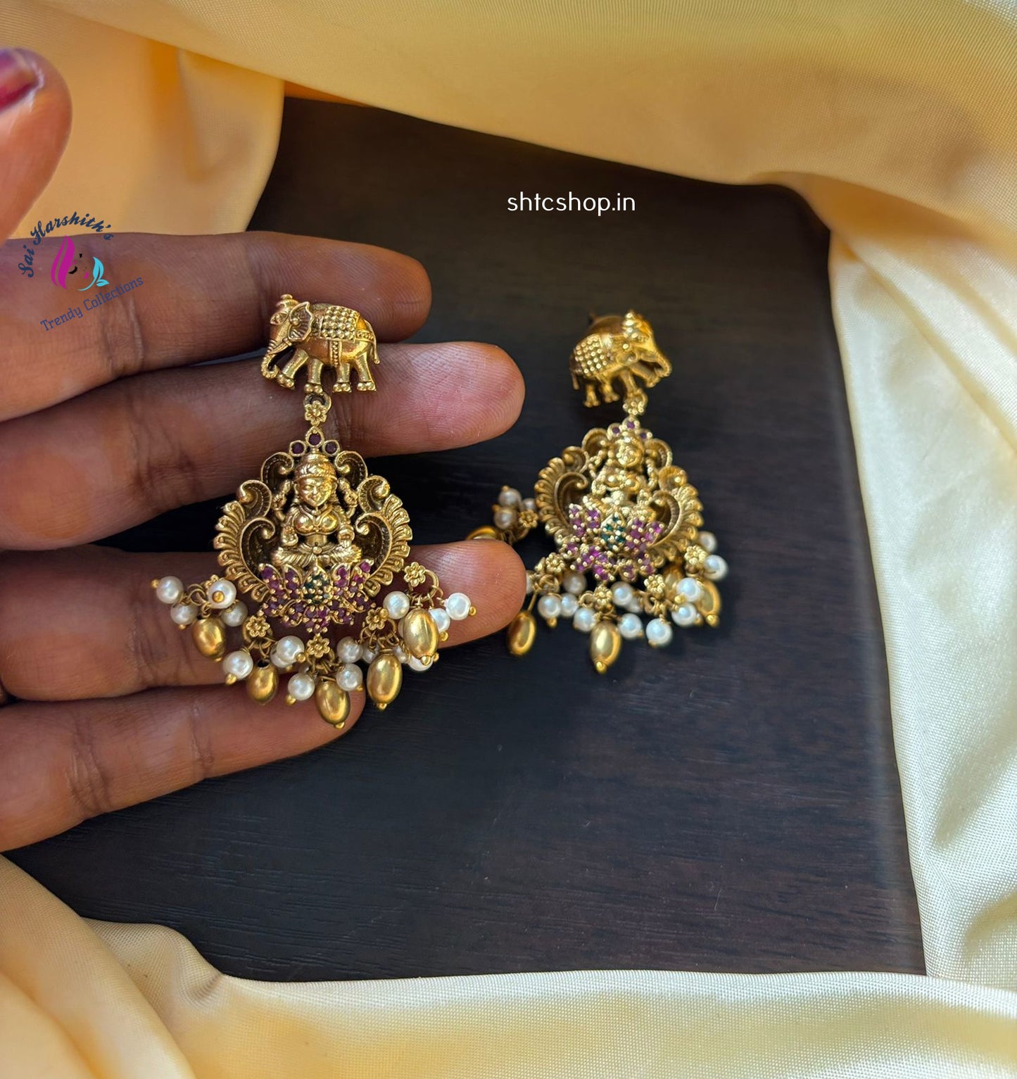 Temple Finish Matte Earrings - SHTC1072 - Sai Harshith's Trendy Collections