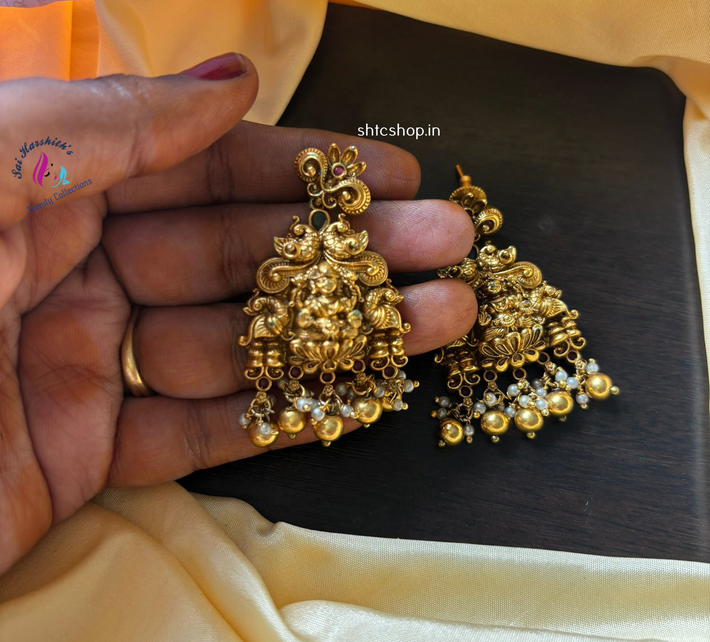 Temple Finish Matte Statement Earrings - SHTC1074 - Sai Harshith's Trendy Collections