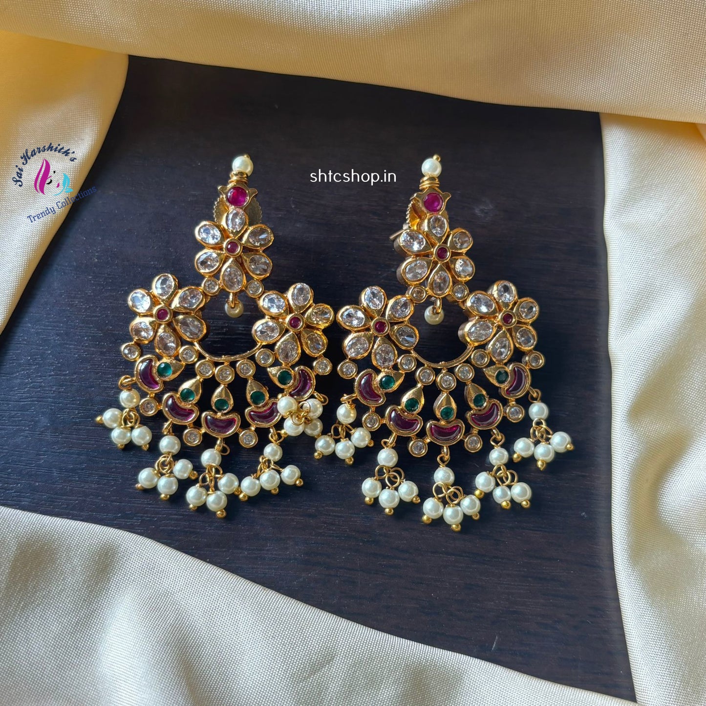 Kempu Stone earrings - SHTC1078 - Sai Harshith's Trendy Collections