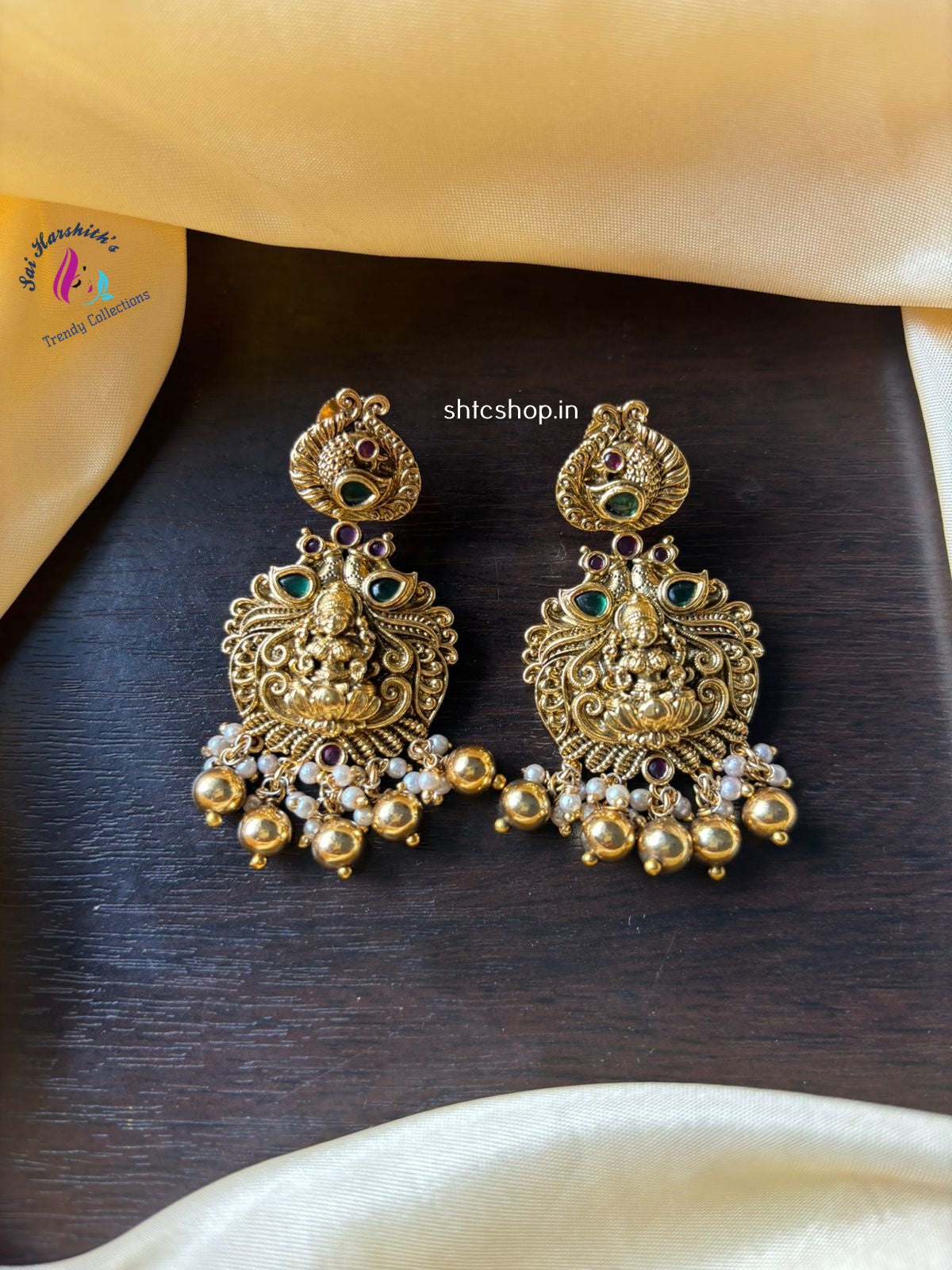 Temple Finish Kempu Earrings - SHTC1085 - Sai Harshith's Trendy Collections