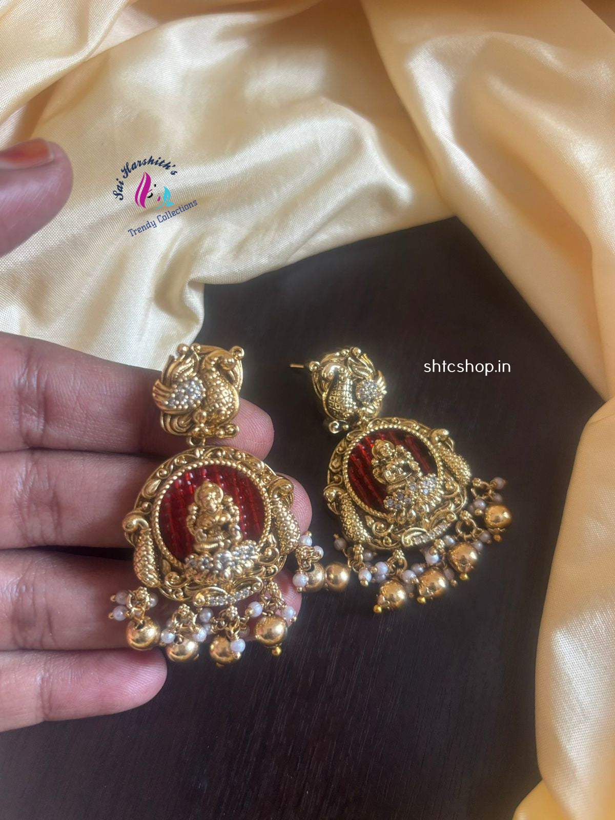 Temple Finish Lakshmi Earrings - SHTC1087 - Sai Harshith's Trendy Collections