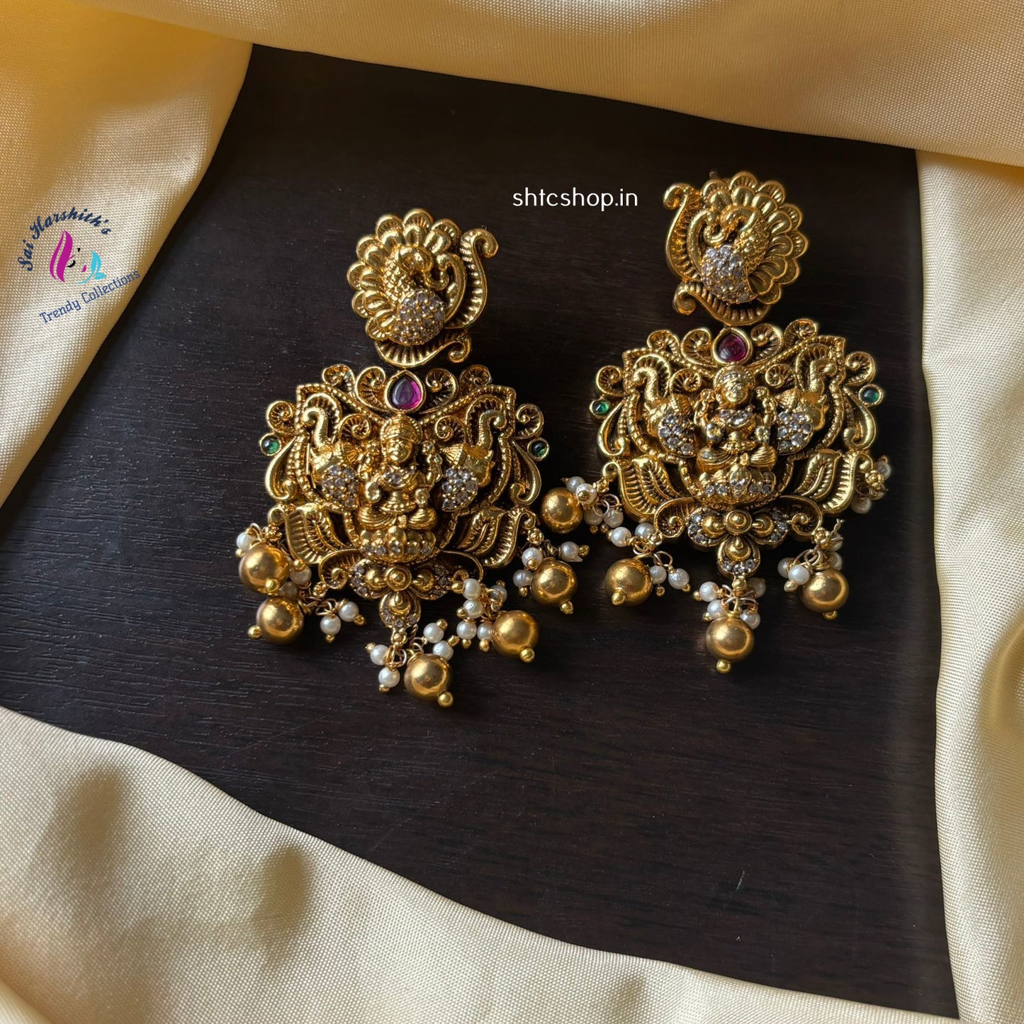 Kempu Stone Statement Earrings - SHTC1096 - Sai Harshith's Trendy Collections