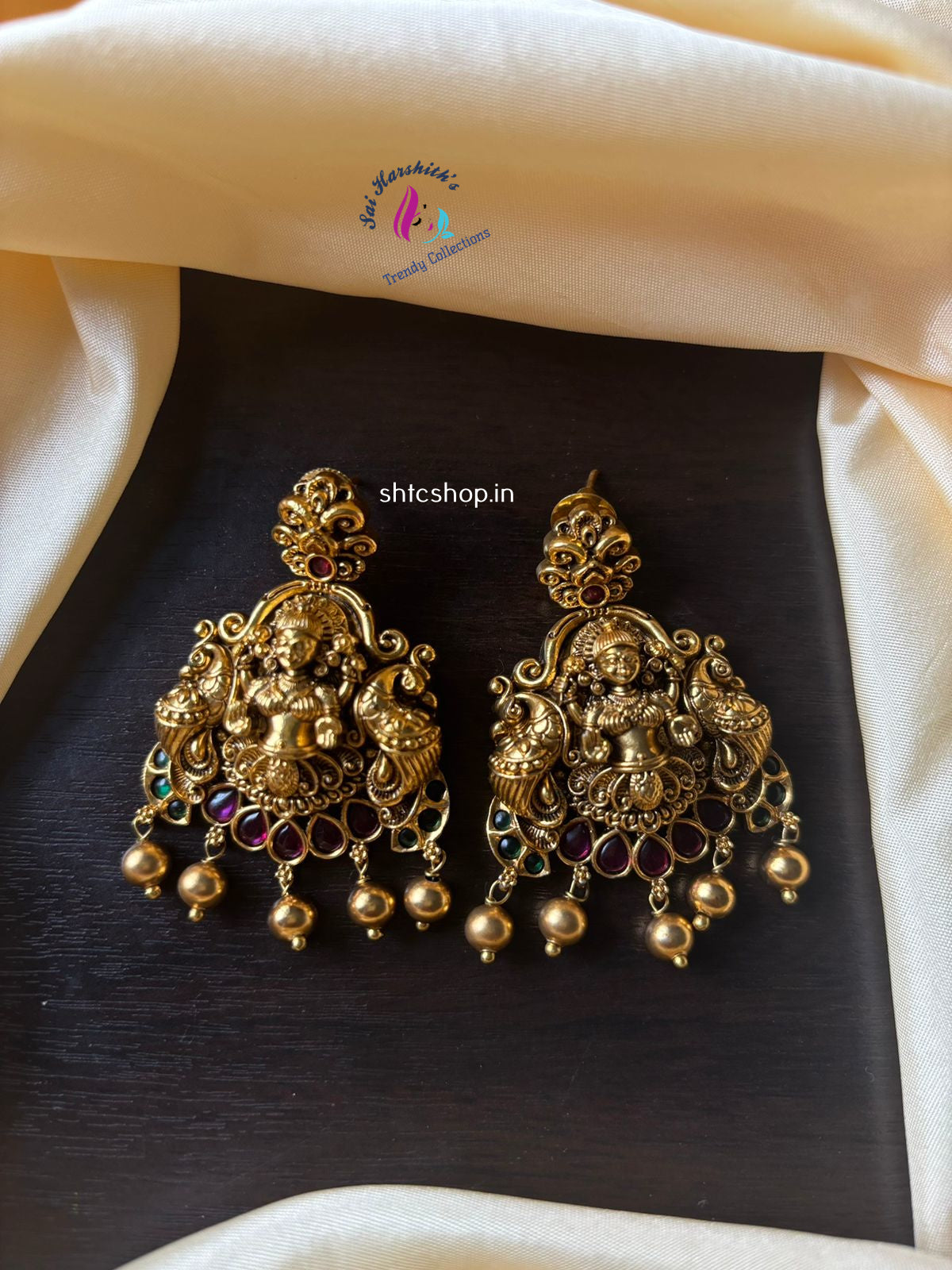 Kempu Stone Statement Earrings - SHTC1097 - Sai Harshith's Trendy Collections