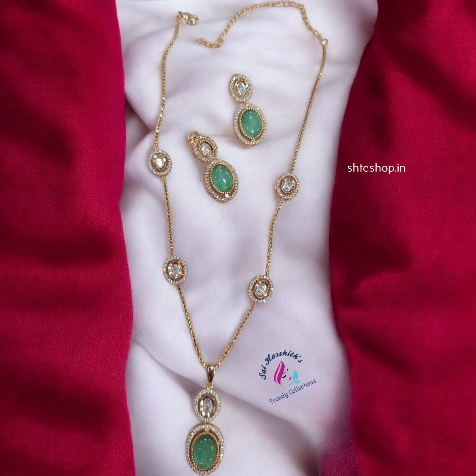 Semiprecious Stone Exclusive Statement Design Necklace Set - SHTC1116 - Sai Harshith's Trendy Collections
