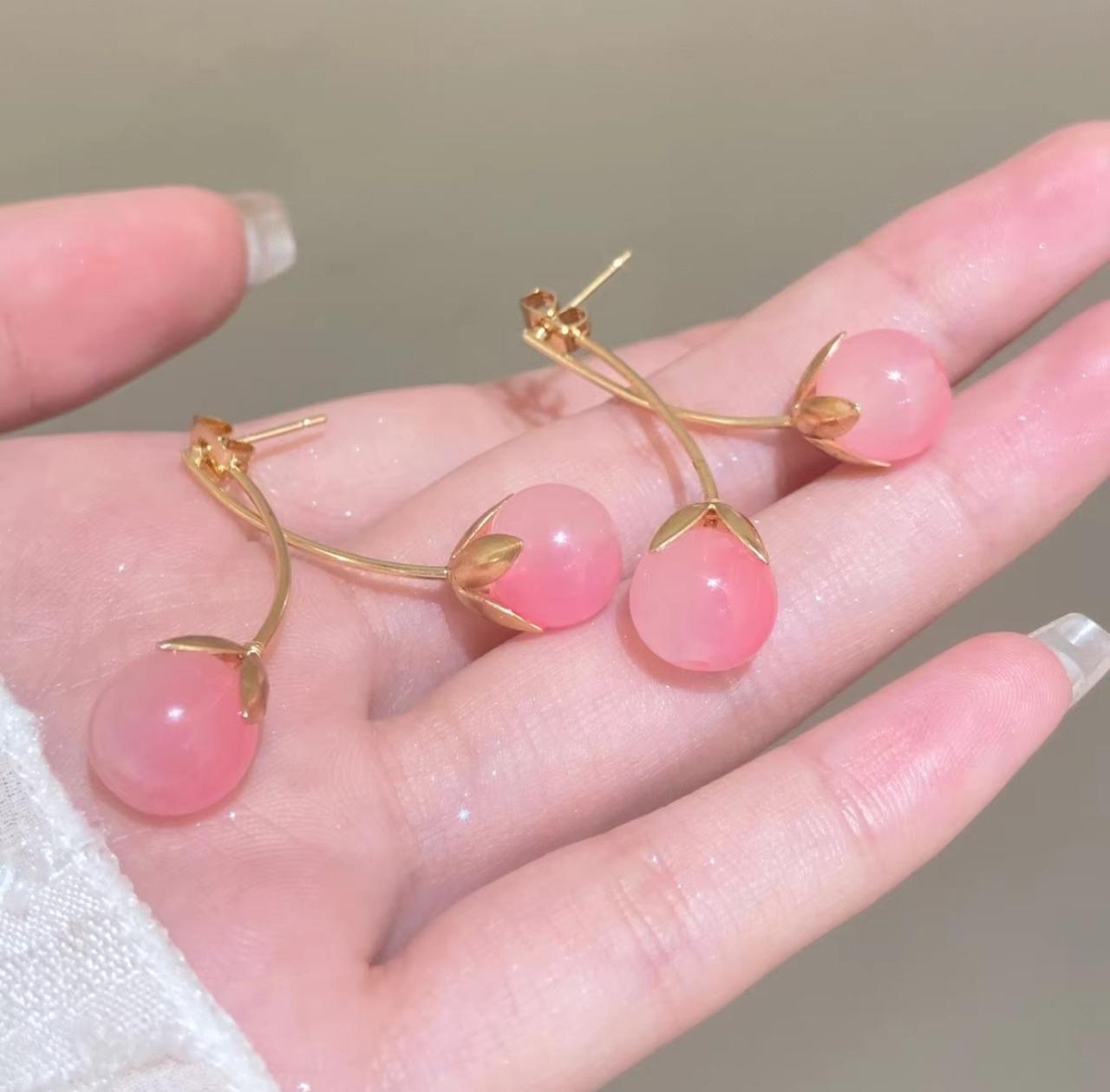 Cherry Earrings pink - KE112