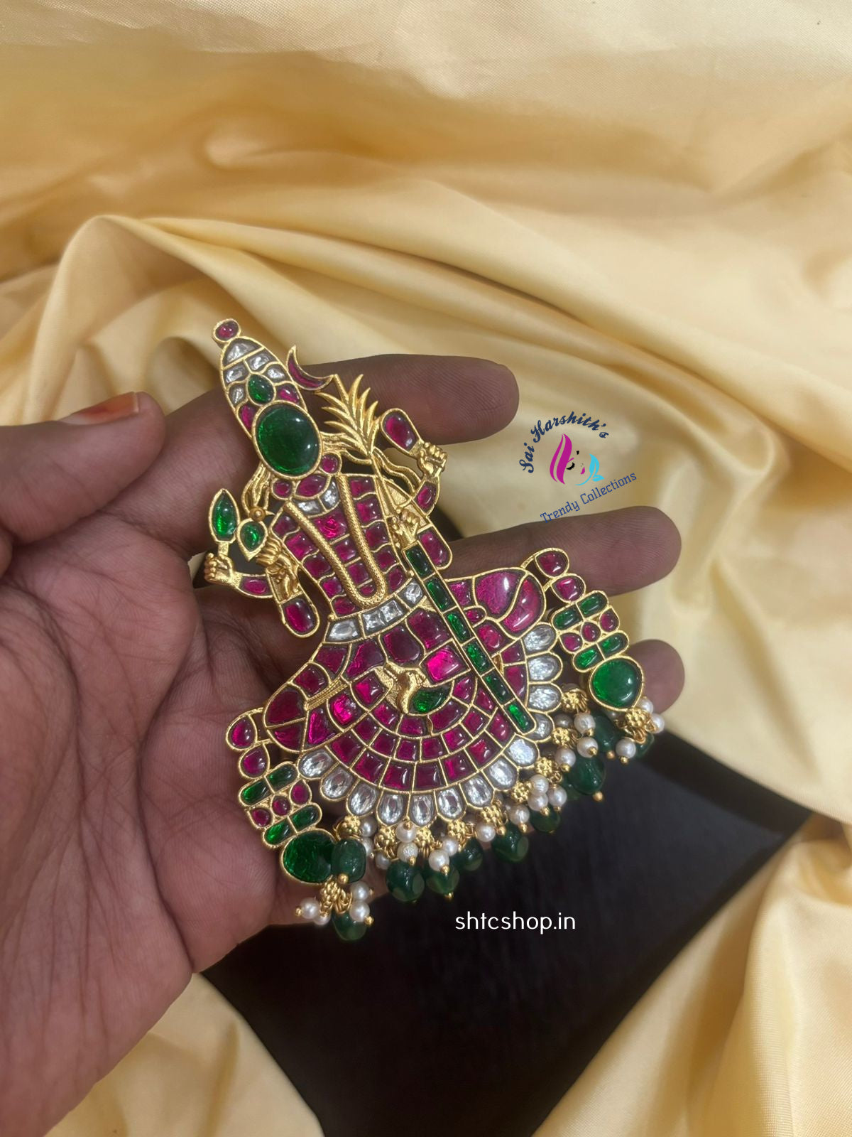 Precious Jadav Stone Kamatchi Amman Pendant - SHTC1144