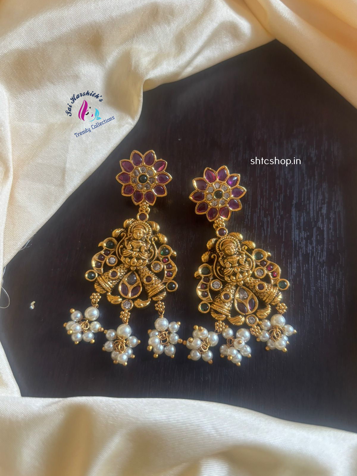 Kempu Stone Matte Finish Earrings - SHTC1145 - Sai Harshith's Trendy Collections
