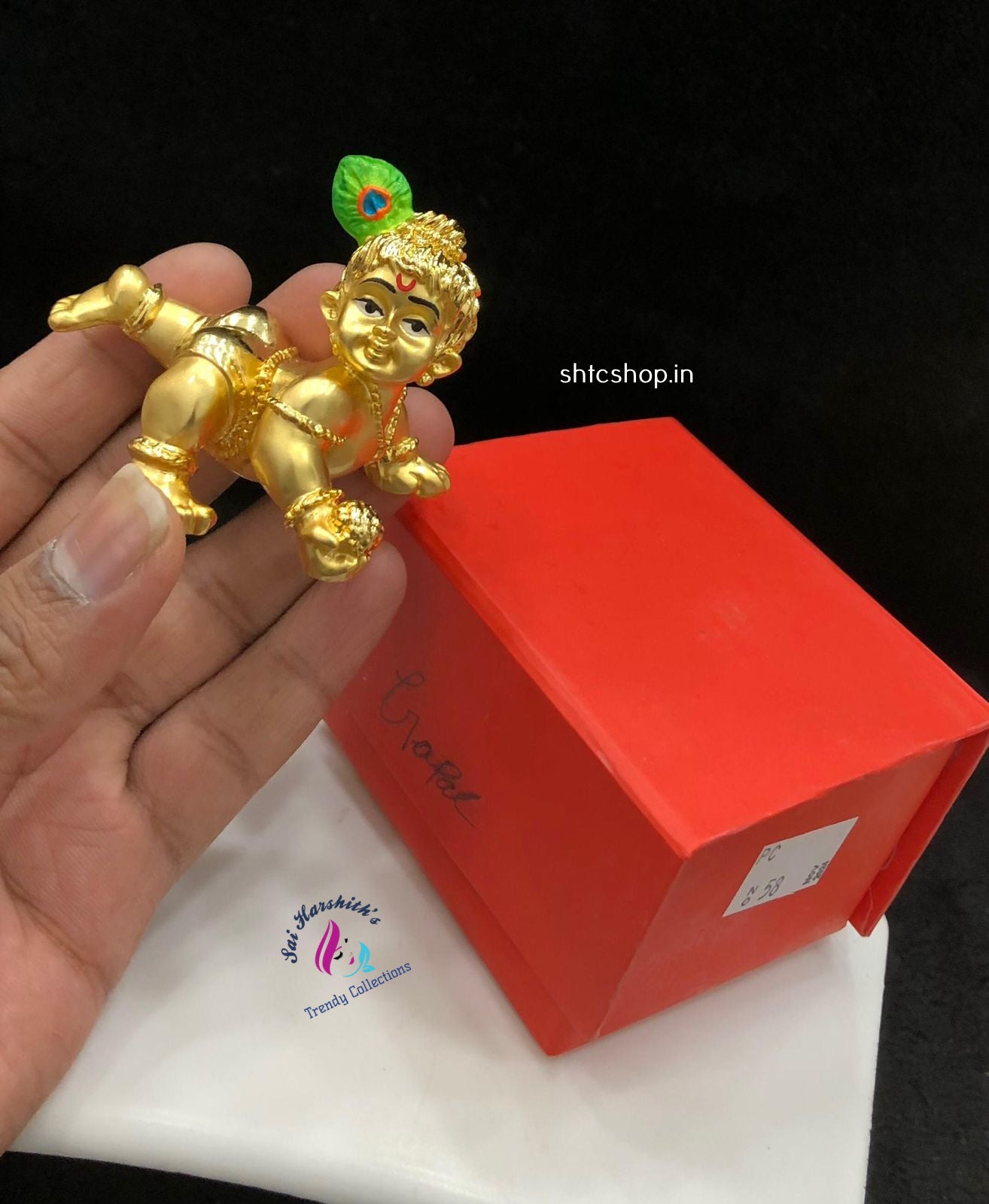 Gold Polish Premium Quality Laddu Krishna (With Gift Box)- SHTC1155 - Sai Harshith's Trendy Collections