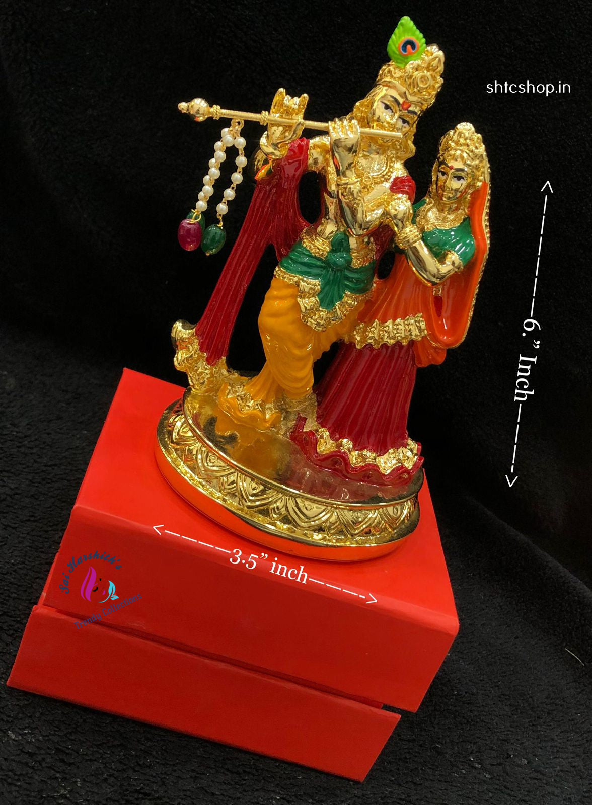 Radha Krishna idol with Gold Polish and Enamel (In Gift Box) - SHTC1156 - Sai Harshith's Trendy Collections