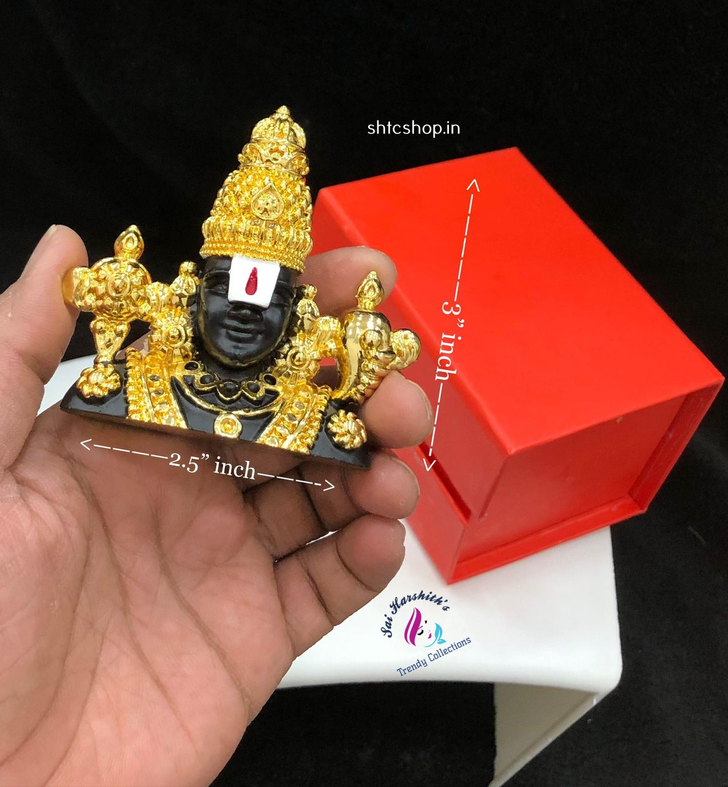 Premium Gold Polish Venkatachalapathi idol (In Gift Box) - SHTC1157 - Sai Harshith's Trendy Collections