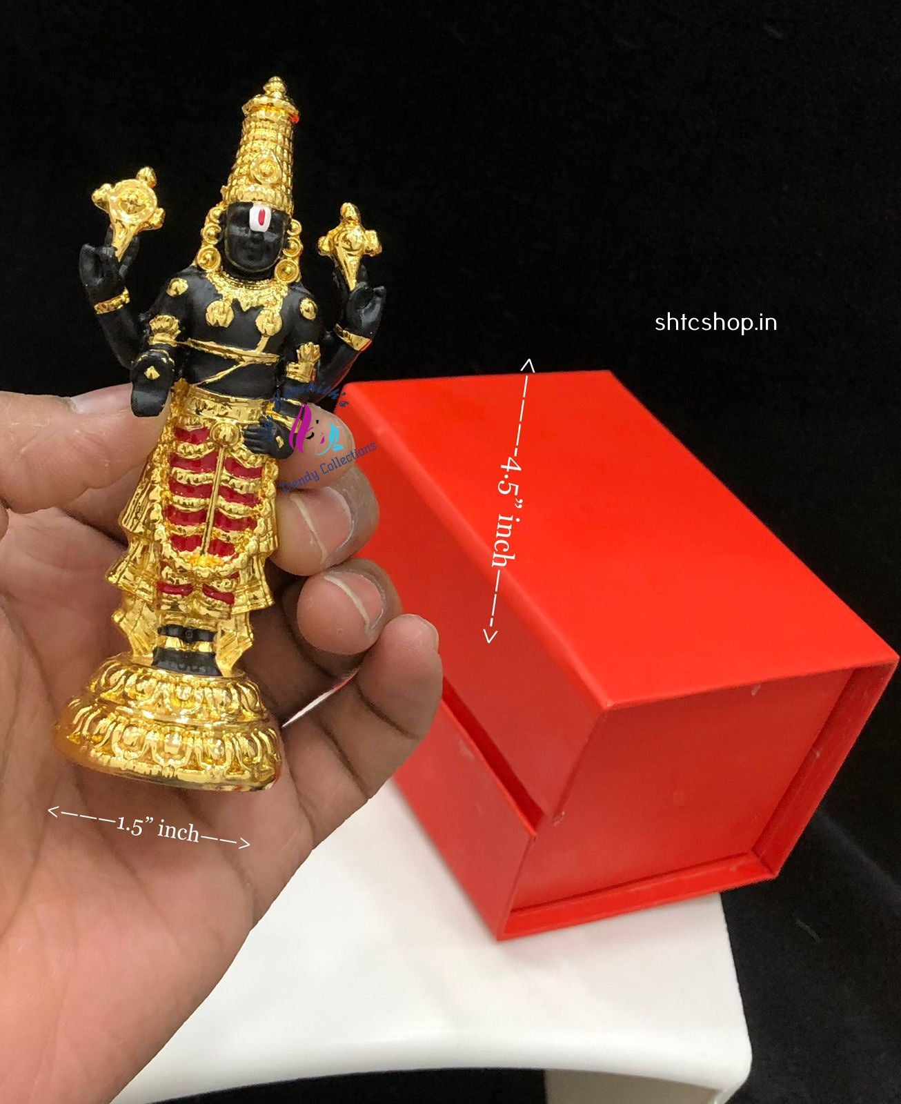 4.5" Premium Gold Polish Venkatachalapathi idol (In Gift Box) - SHTC1158 - Sai Harshith's Trendy Collections