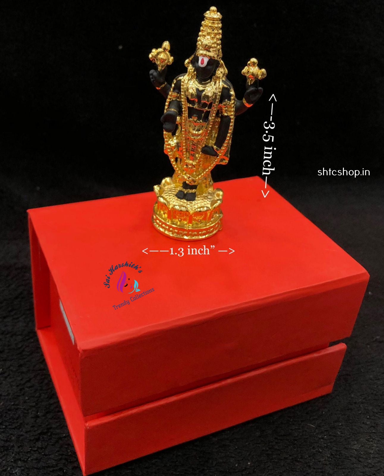 3.5" Premium Gold Polish Venkatachalapathi idol (In Gift Box) - SHTC1159 - Sai Harshith's Trendy Collections