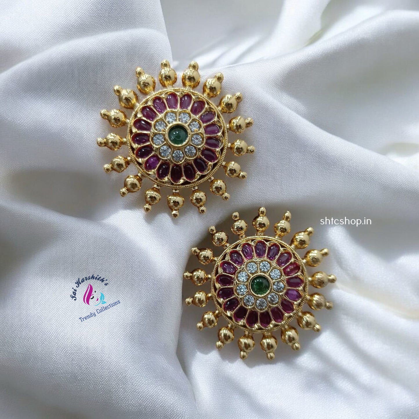 Kempu Stone Statement Studs - SHTC1167 - Sai Harshith's Trendy Collections