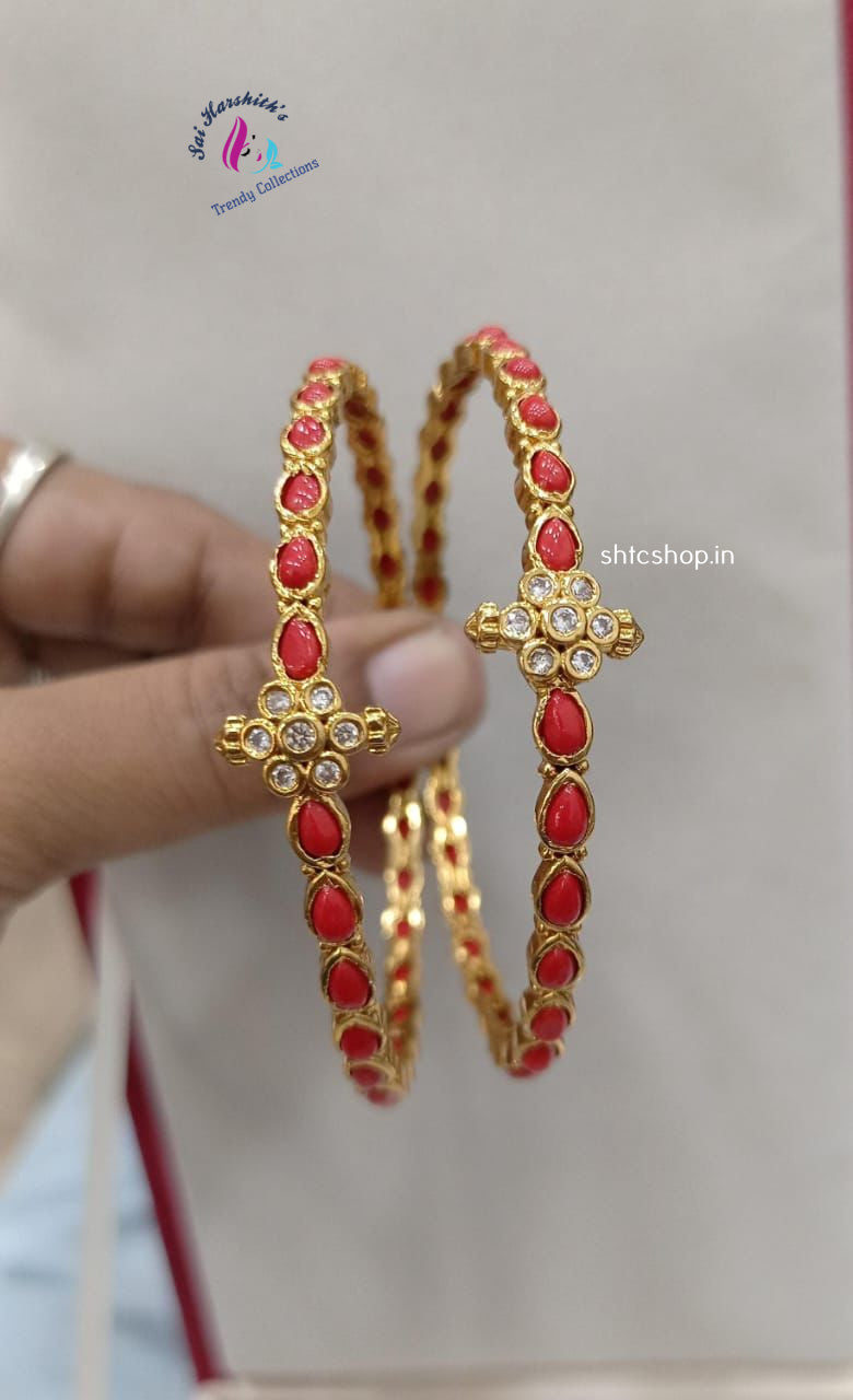 Matte Finish Coral Bangles - SHTC1168 - Sai Harshith's Trendy Collections