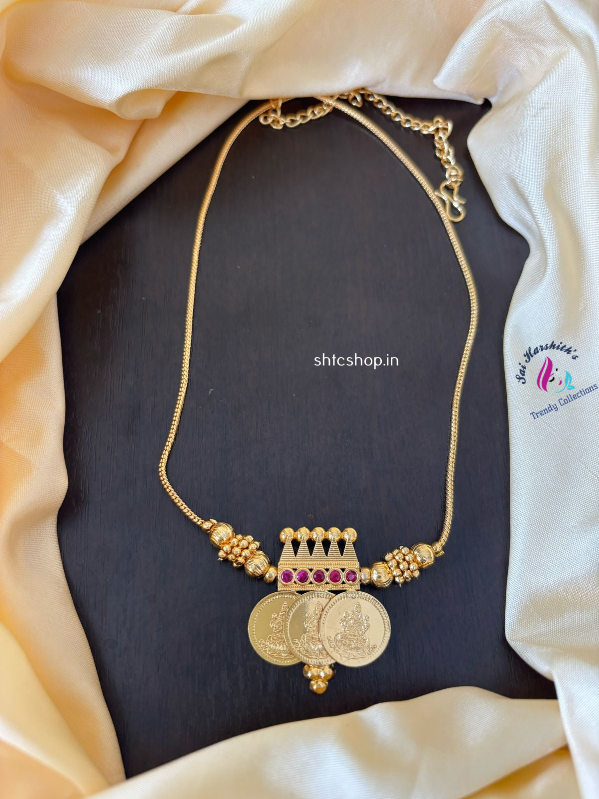 Gold Plated Kerala Style Kasu / Coin Short Necklace - SHTC1174 - Sai Harshith's Trendy Collections