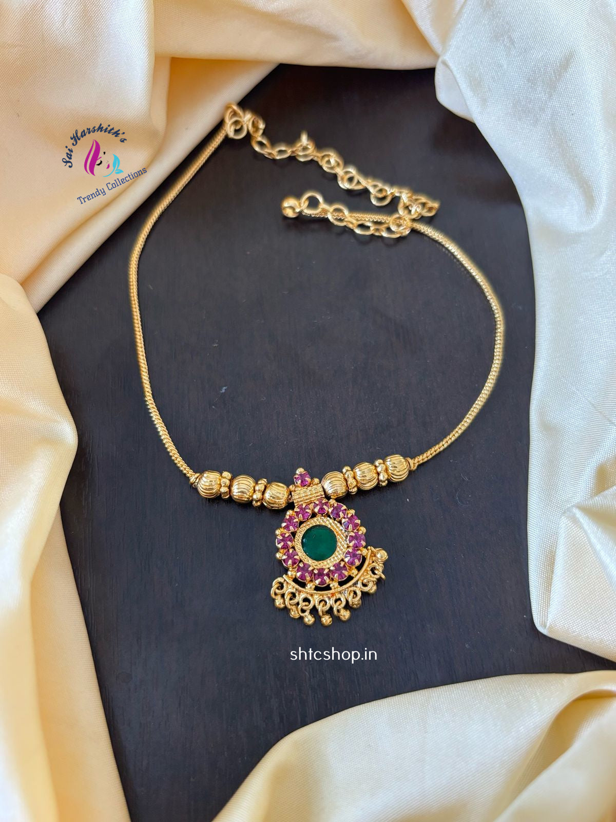 Gold Finish Palaka Necklace - SHTC1178 - Sai Harshith's Trendy Collections