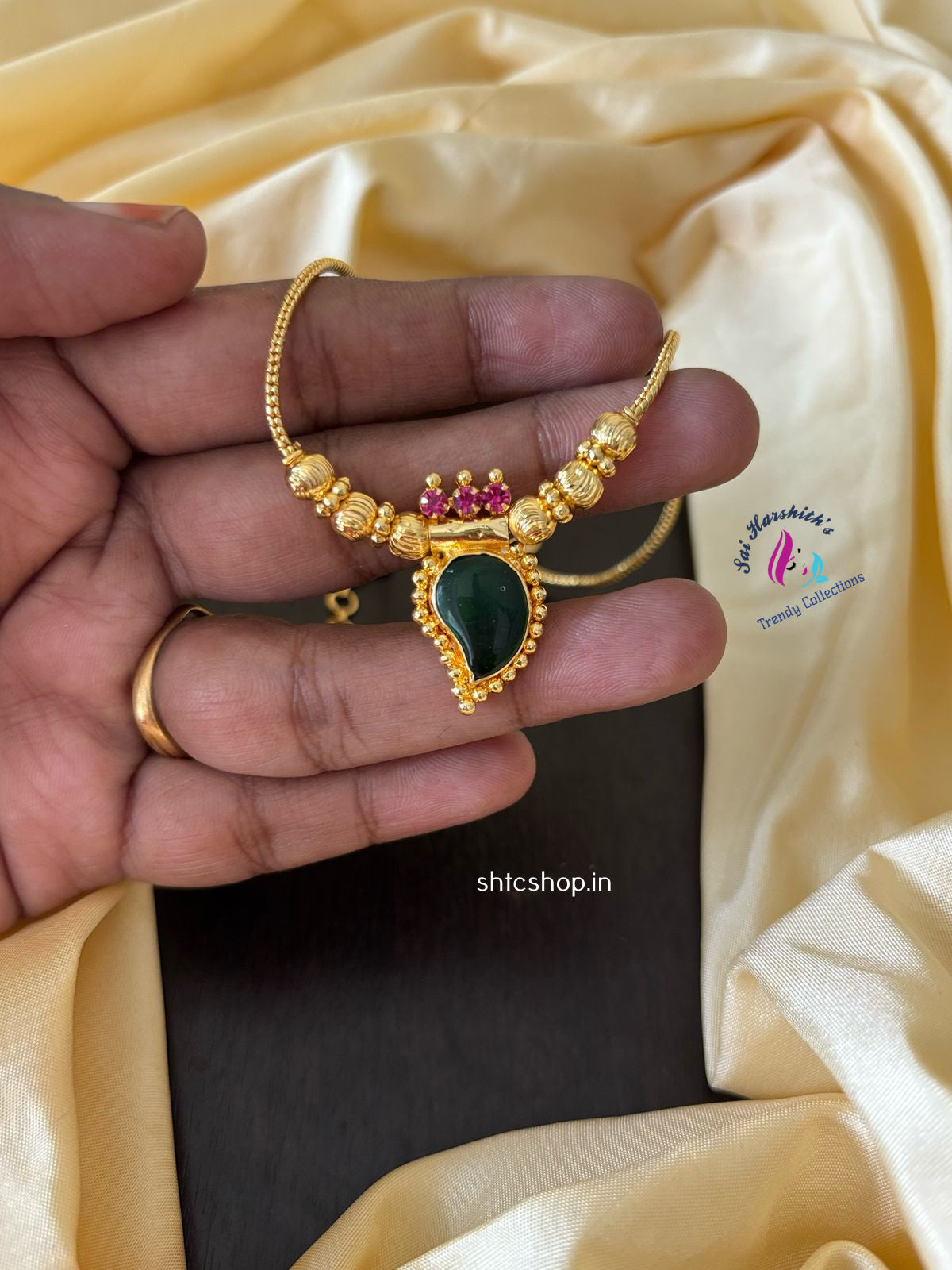 Gold Finish Mango Palaka Necklace - SHTC1180 - Sai Harshith's Trendy Collections
