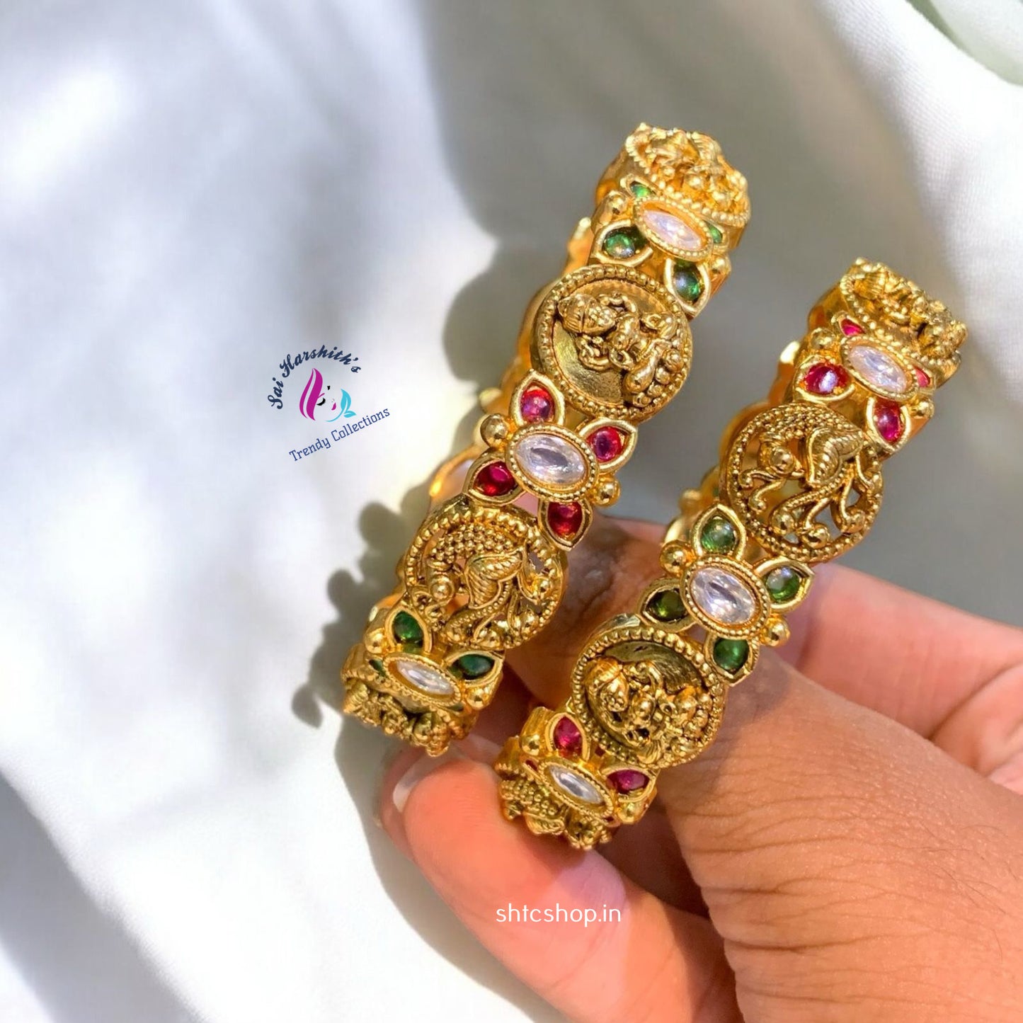 Matte Finish Kempu Stone Bangles - SHTC1194 - Sai Harshith's Trendy Collections