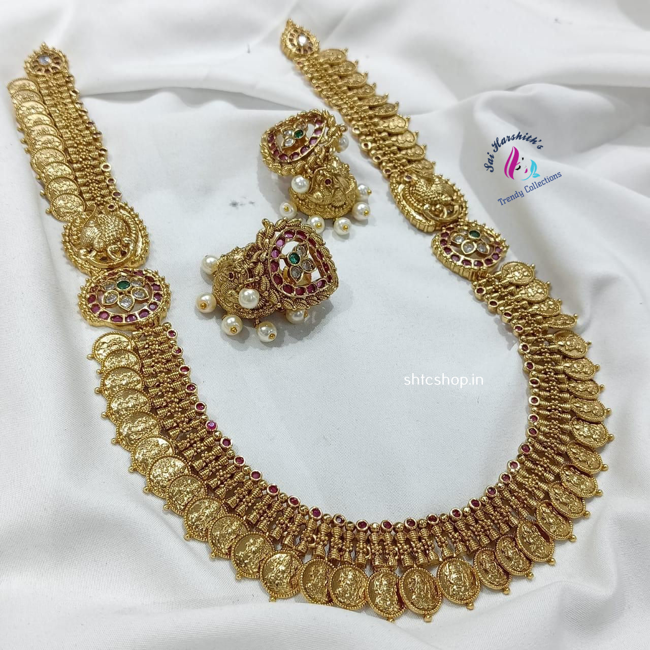 Traditional Coin Haram with Modern look Jumkas - SHTC1195 - Sai Harshith's Trendy Collections