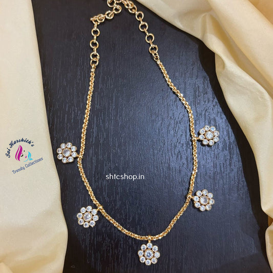 Five Metal / Impon Necklace with Ad Stones - SHTC1197 - Sai Harshith's Trendy Collections