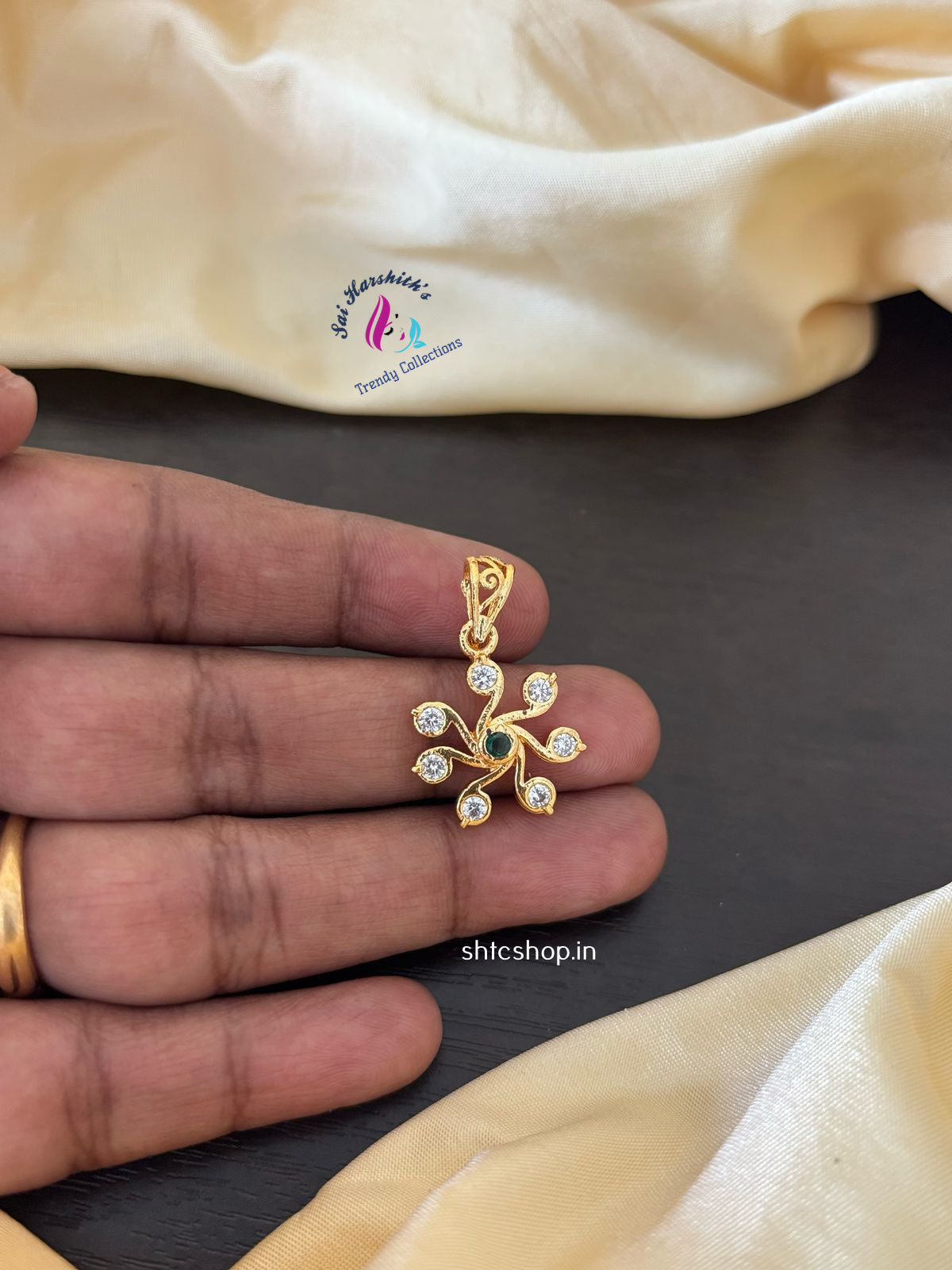 Five Metal / Impon Small Size Pendant with AD Stones - SHTC1208