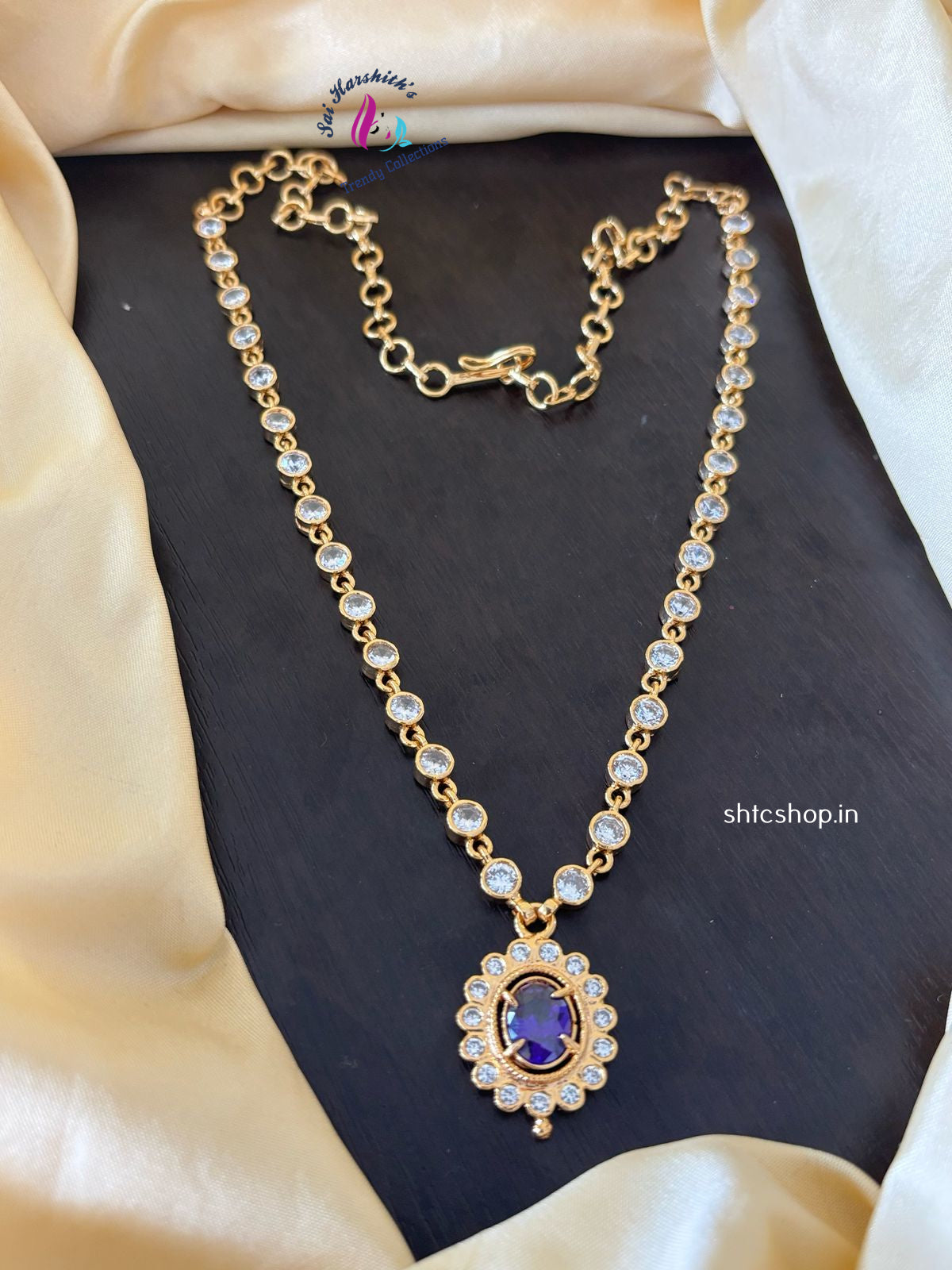 AD Stone Necklace with Back Chain - SHTC1226 - Sai Harshith's Trendy Collections