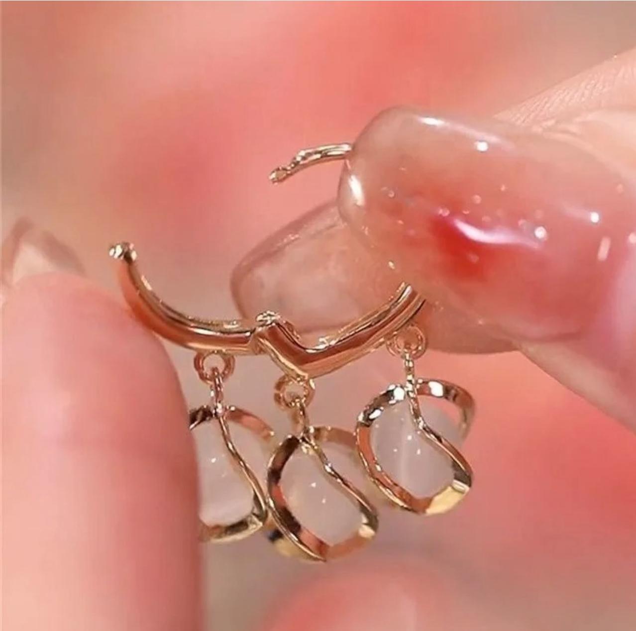 Moon Opal Drop Huggie Earrings - KE124 - Sai Harshith's Trendy Collections