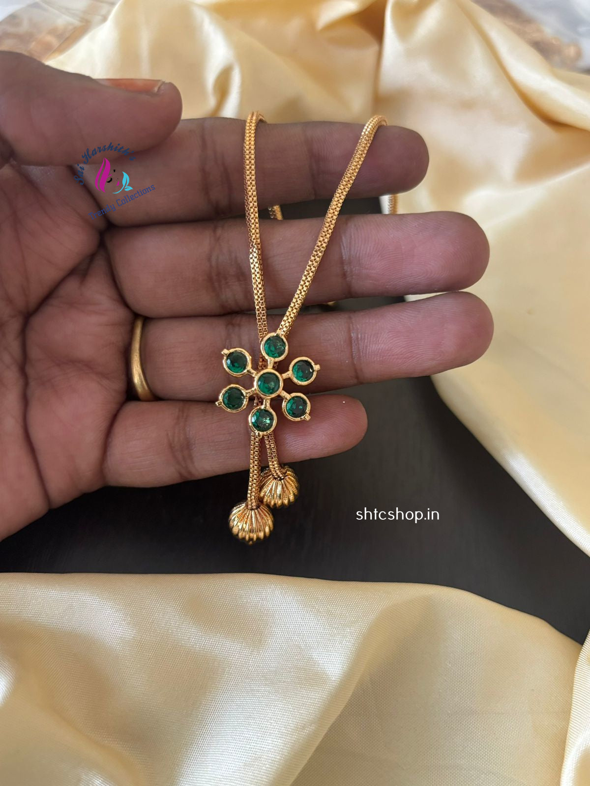 1 gm Gold Polished Stylish Necklace with AD Stones- SHTC1260 - Sai Harshith's Trendy Collections