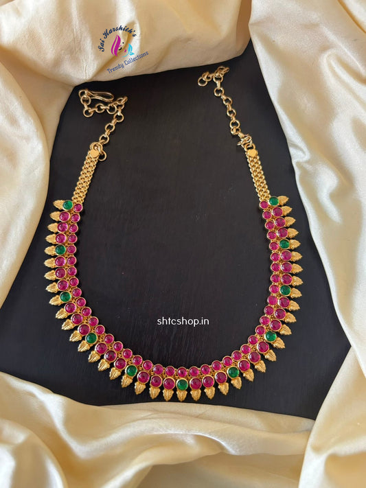 1 Gm Gold Finish Kempu Necklace - SHTC1263 - Sai Harshith's Trendy Collections