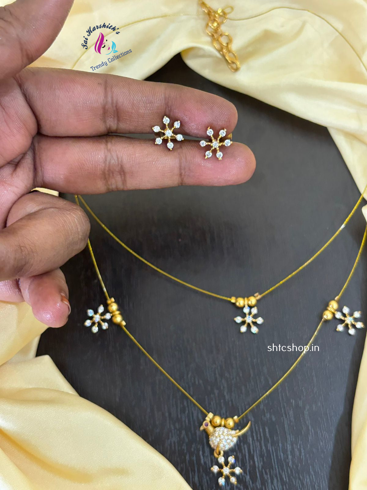 2 layer Invisible Necklace with Earrings - SHTC1289