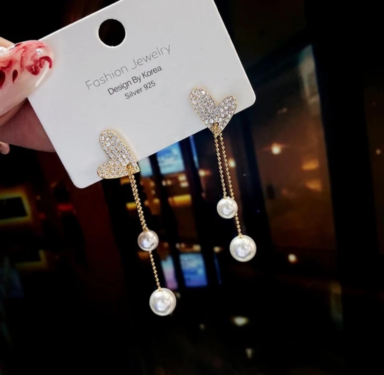 Heart Dangle Earrings - KE129 - Sai Harshith's Trendy Collections