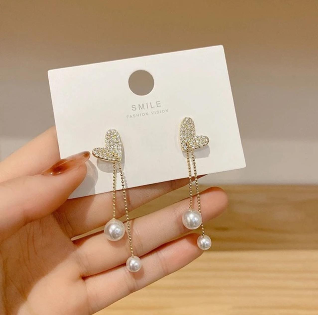 Heart Dangle Earrings - KE129 - Sai Harshith's Trendy Collections