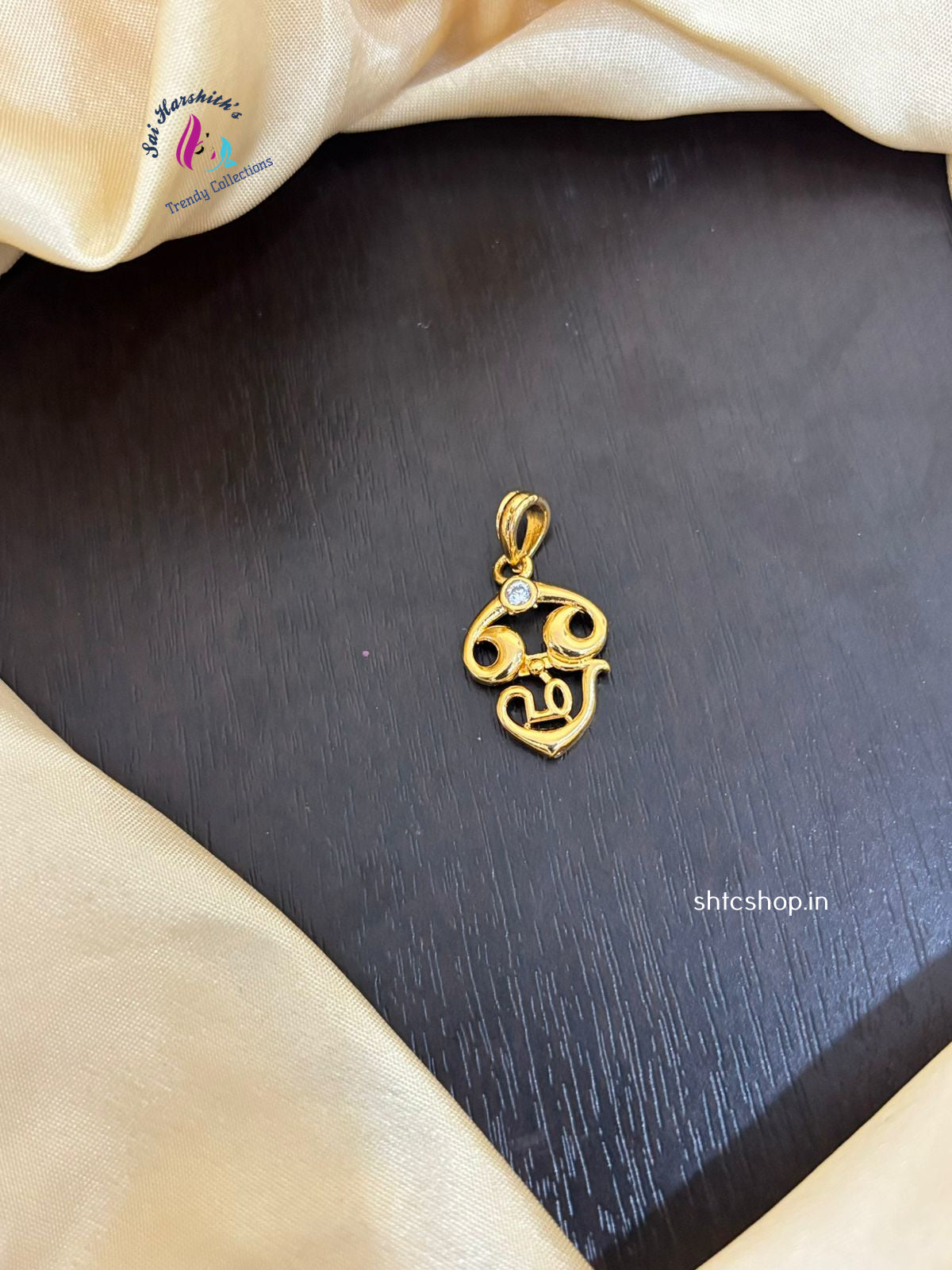 Om Pendant with White Stone - SHTC1304 - Sai Harshith's Trendy Collections