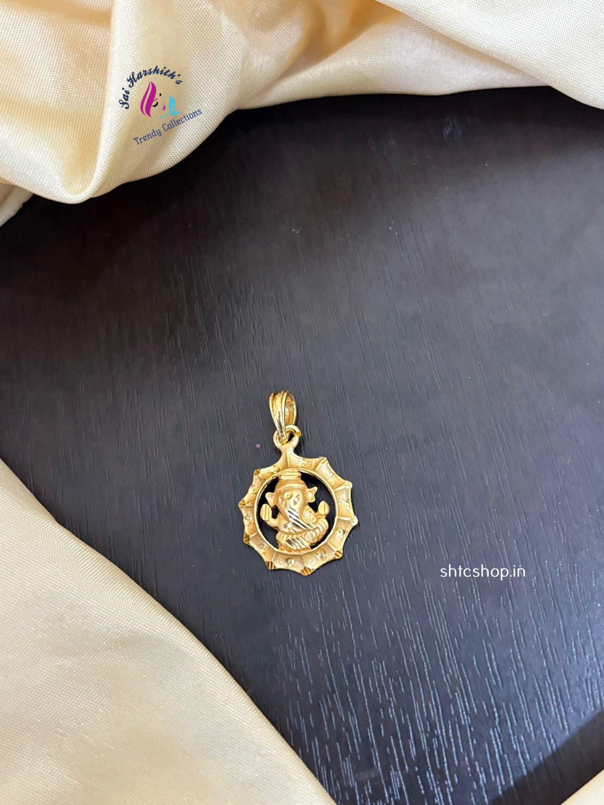 Cute 1gm gold polished Ganesha Pendants - SHTC1306 - Sai Harshith's Trendy Collections
