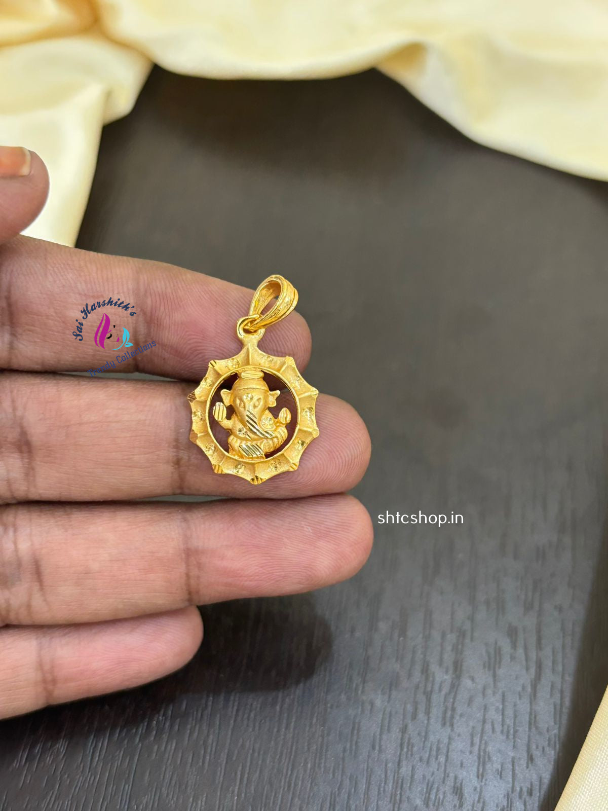 Cute 1gm gold polished Ganesha Pendants - SHTC1306 - Sai Harshith's Trendy Collections