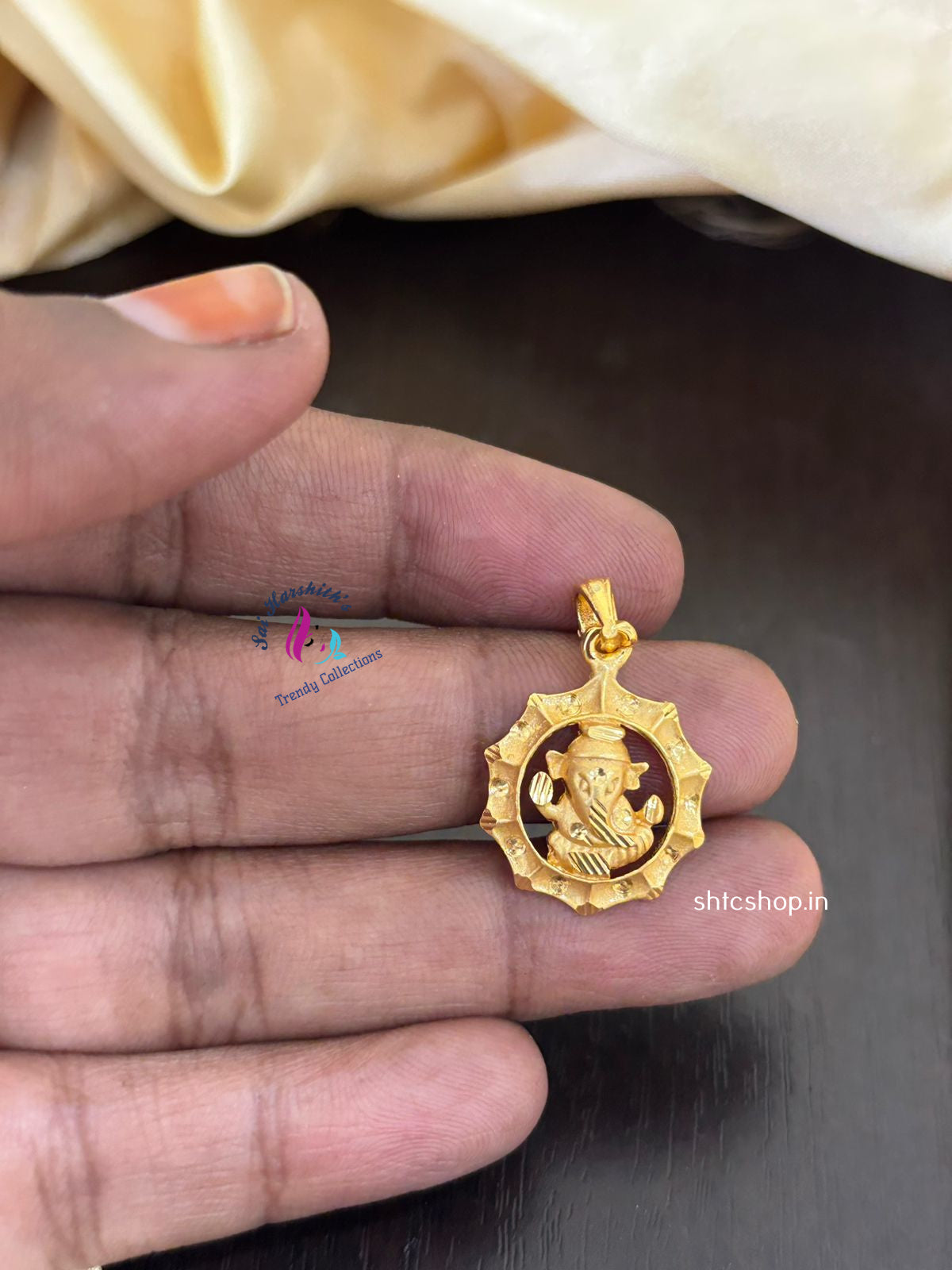 Cute 1gm gold polished Ganesha Pendants - SHTC1306 - Sai Harshith's Trendy Collections