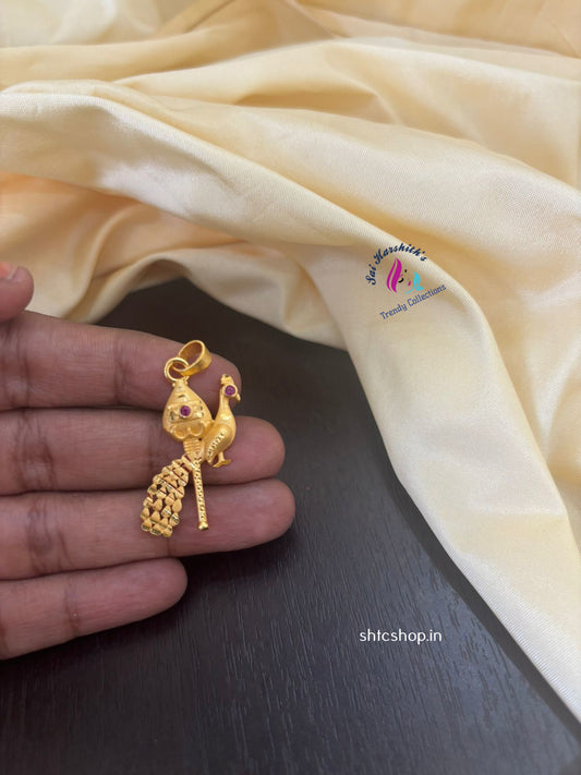 1gm gold polished vel with Peacock Pendant - SHTC1320 - Sai Harshith's Trendy Collections