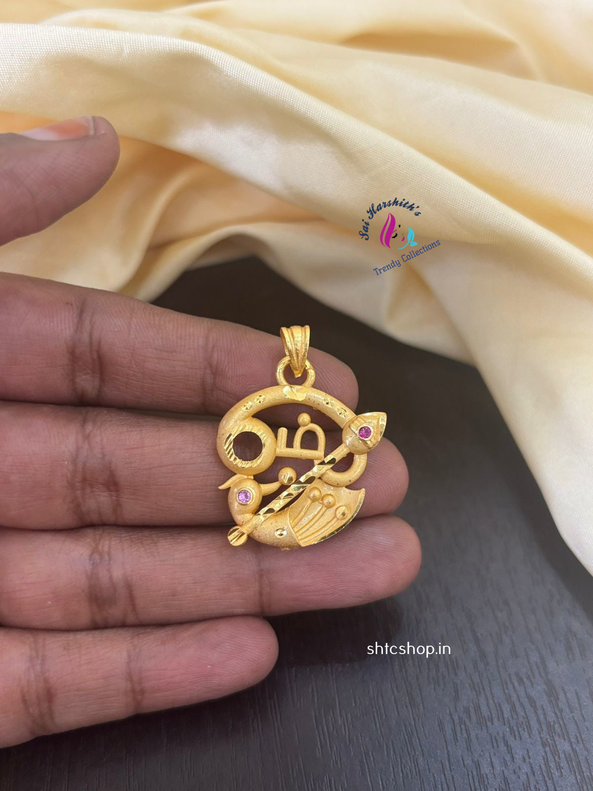 Om, Vel and Peacock Combined Pendant - SHTC1323 - Sai Harshith's Trendy Collections