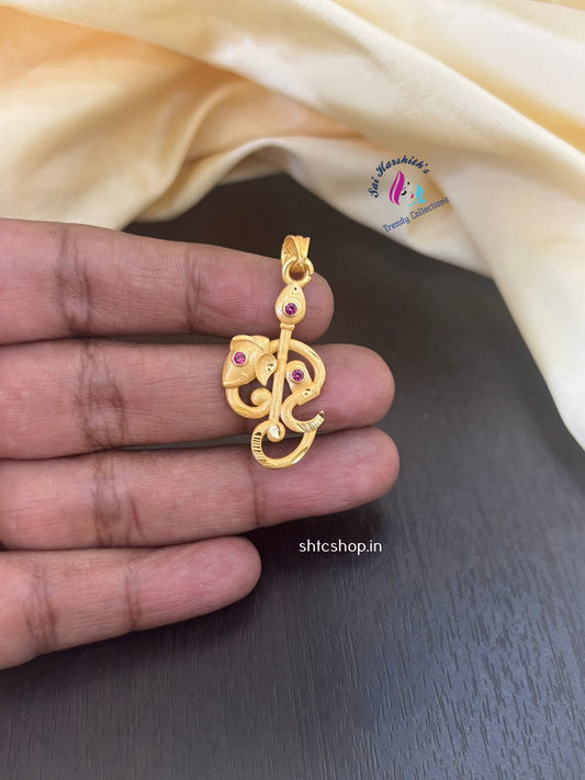 Om, Vel Pendant with Ganesha Face - SHTC1324 - Sai Harshith's Trendy Collections