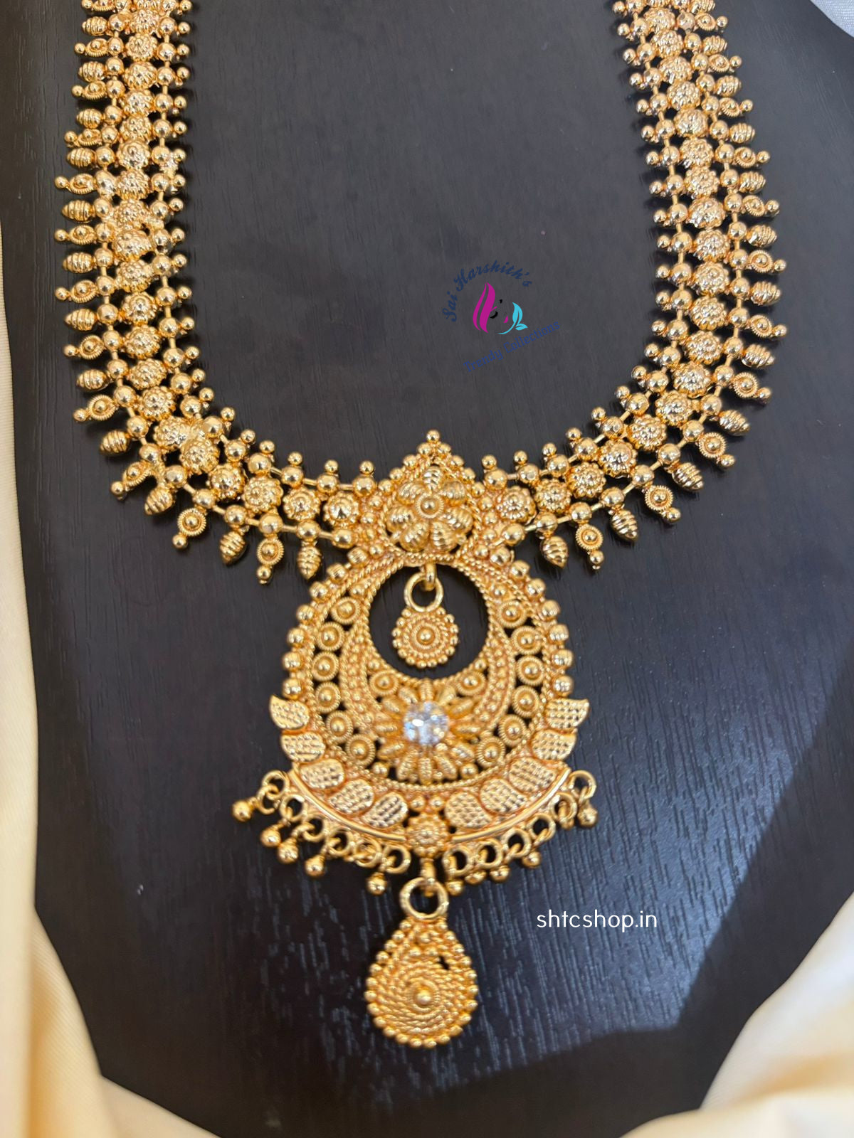 1 gm Gold Polished Necklace - SHTC1342 - Sai Harshith's Trendy Collections