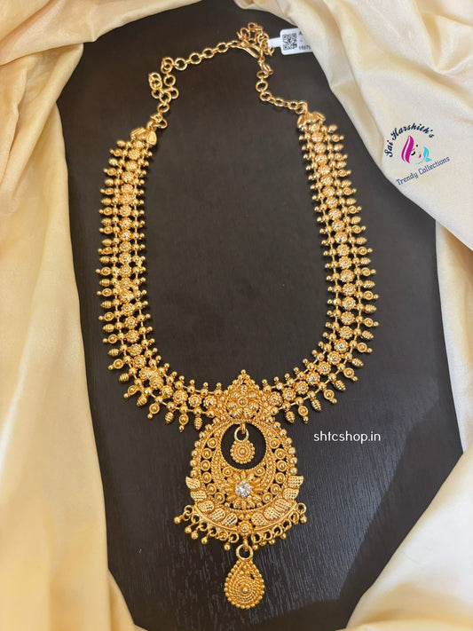 1 gm Gold Polished Necklace - SHTC1342 - Sai Harshith's Trendy Collections