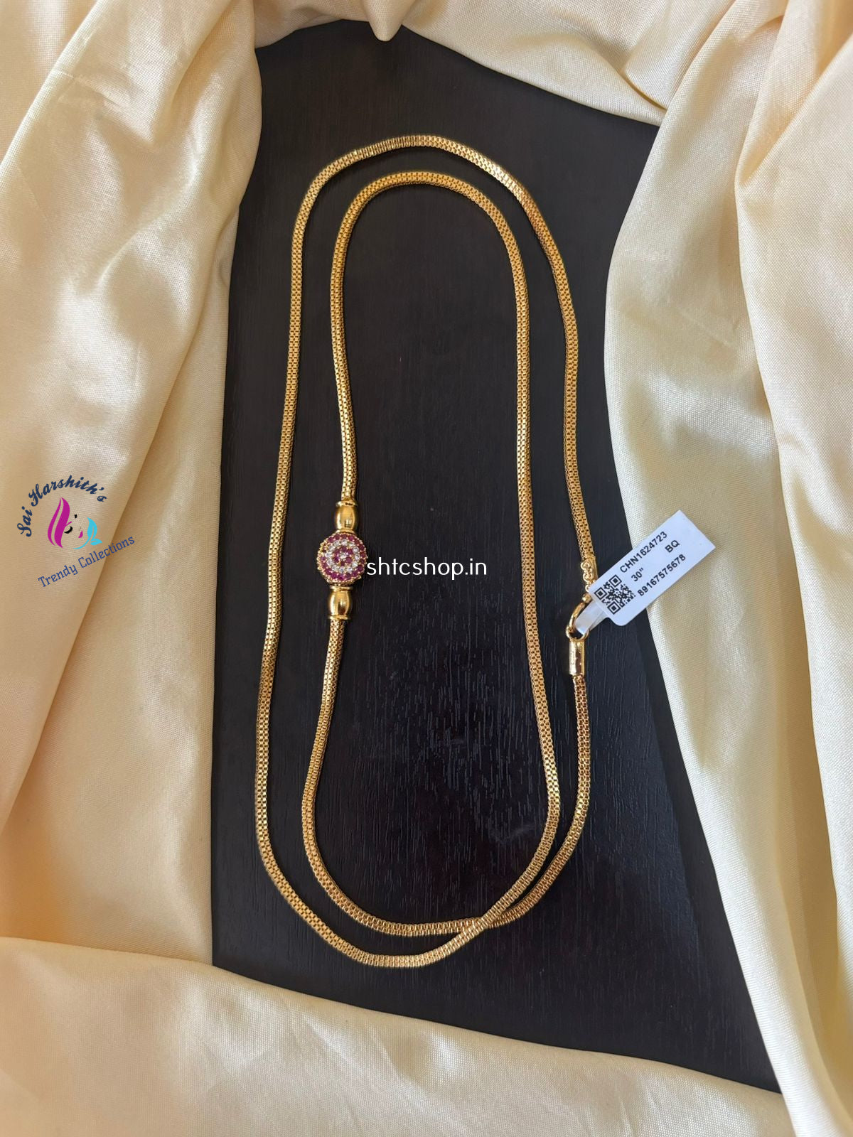 1 Gm Gold Polished 30 inches Mugappu Chain - SHTC1360