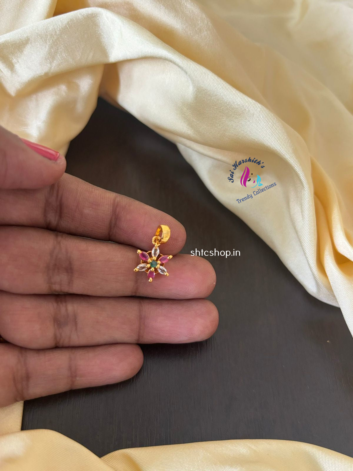 1 gm Gold Polished AD Pendants - SHTC1380 - Sai Harshith's Trendy Collections